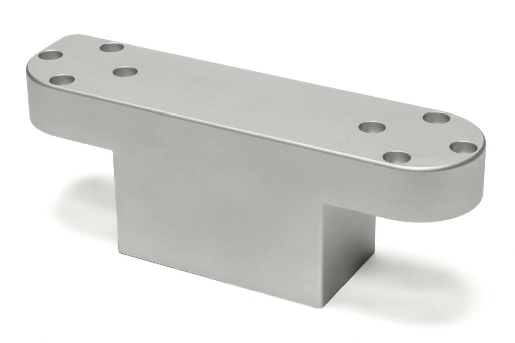 CNC machined T shaped aluminum plate with aligned holes